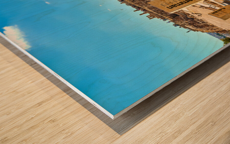 Exploring the Citadel in Amman Jordan during bright daylight Wood print