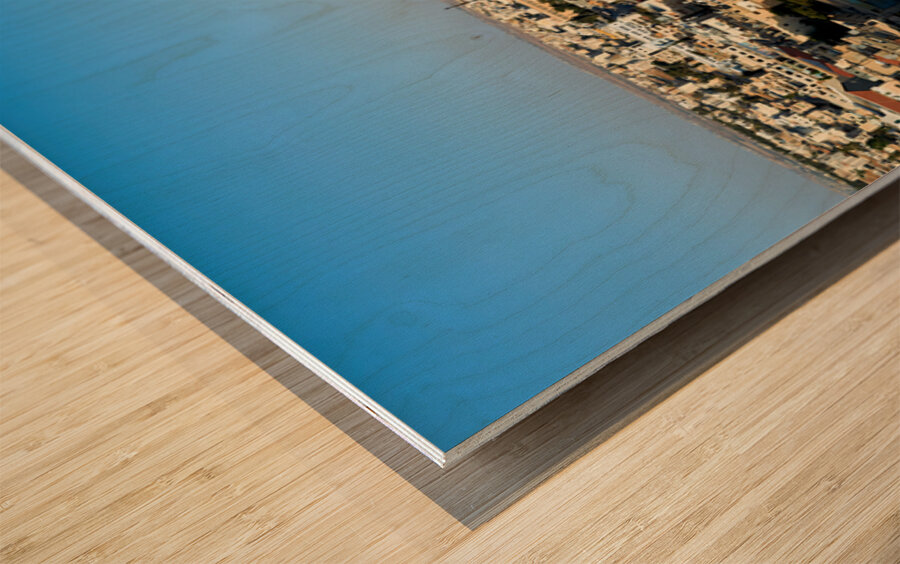 High view of Madabas cityscape in Jordan Wood print