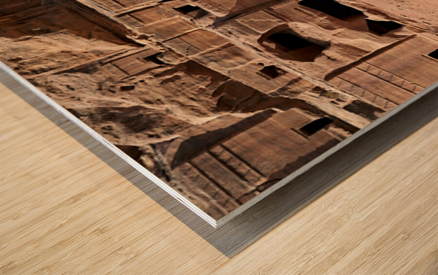Exploring the royal tombs at Petra in Jordan Wood print