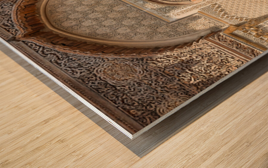 Detailed architecture at Al Attarine Madrasa in Fez Morocco Wood print