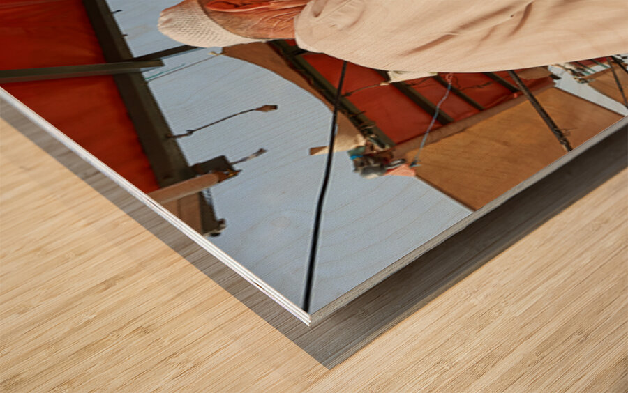 Fresh orange juice stall in Djema el Fnaa square in Marrakesh M Wood print