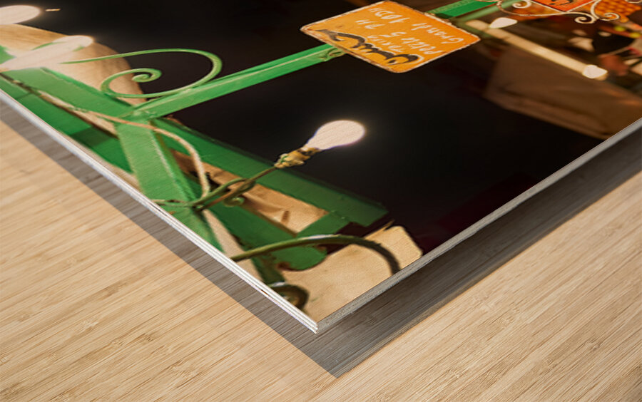 Snail dinner served at street vendors in Marrakech night market Wood print