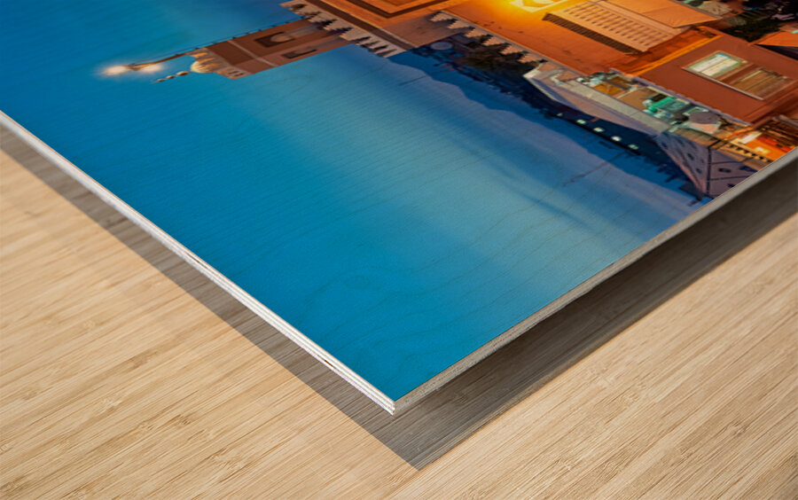 Sunset at Djema el Fna square in Marrakesh Morocco Wood print