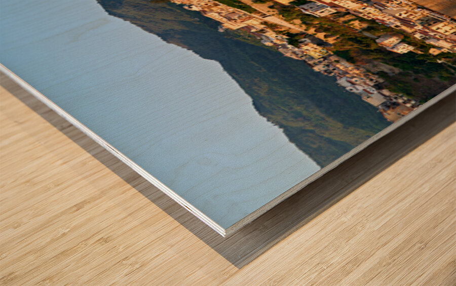 Sunrise over scilla in chianalea calabria italy Wood print