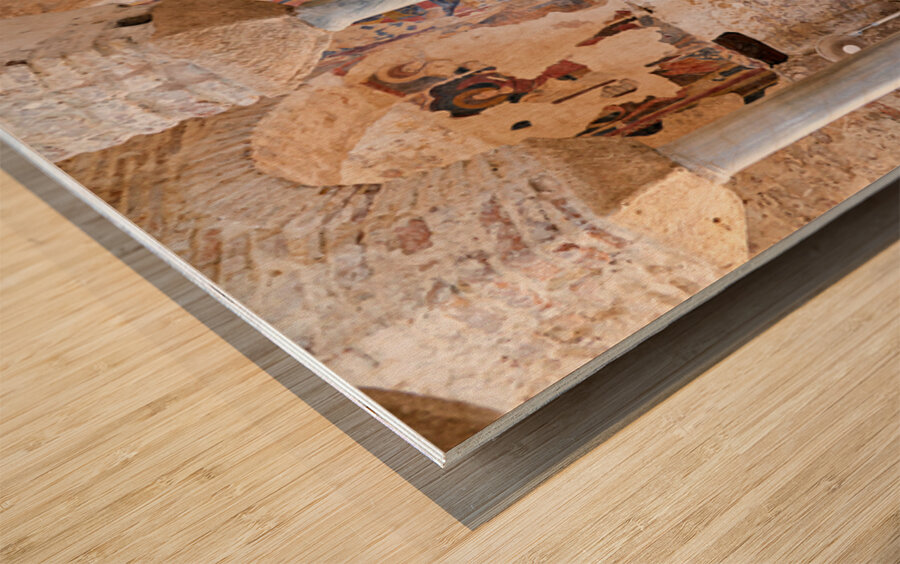 Frescoes on walls of Cattolica di Stilo church in Calabria Italy Wood print