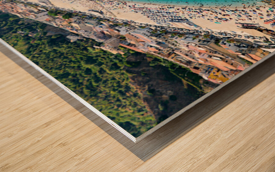 Leisure time at Marina Grande beach in Scilla Calabria Italy Impression sur bois