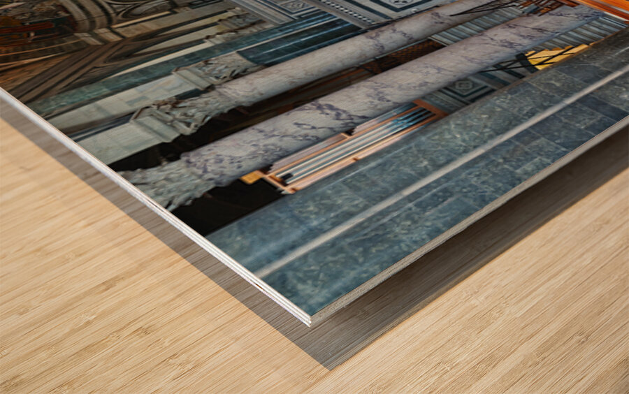 People walk inside basilica di san miniato in Florence Tuscany Wood print