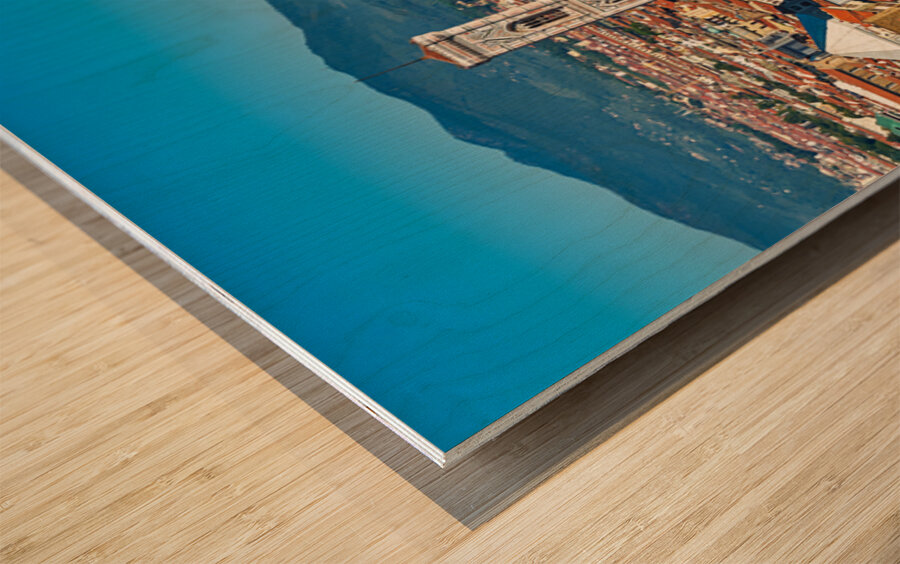 View of Florence with the Duomo and cityscape on a sunny day Wood print