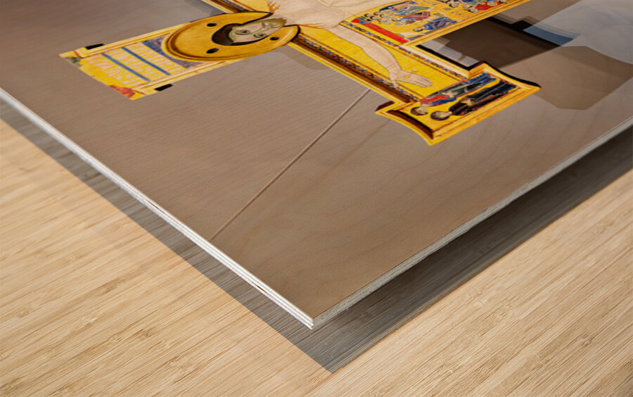 Crucifix artwork by Maestro della Croce in Uffizi Gallery Floren Wood print