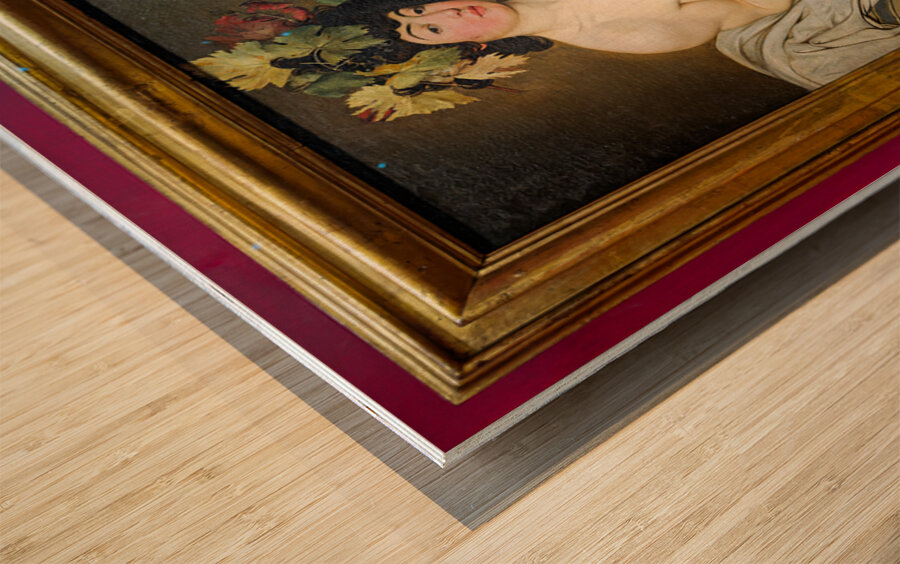 Artwork of bacchus by caravaggio in uffizi gallery florence Wood print