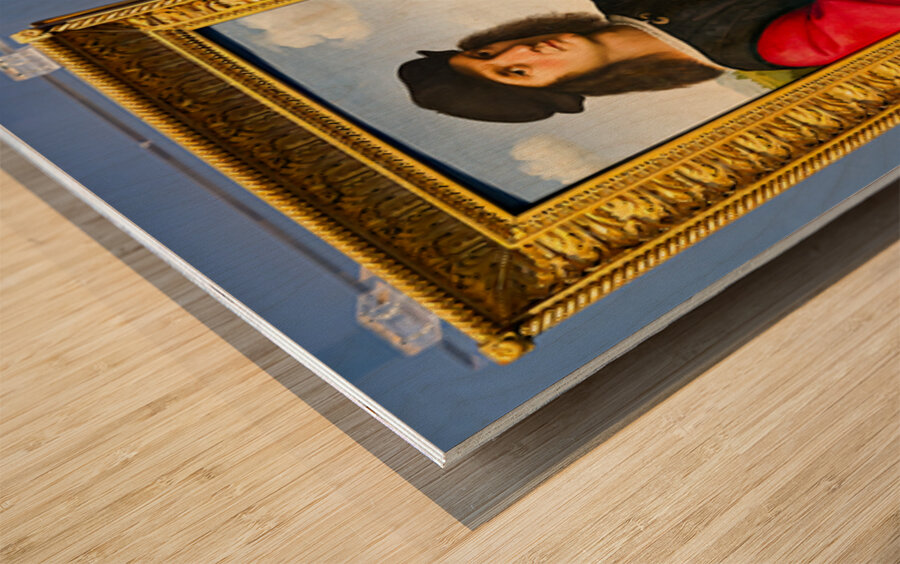 Portraits of angelo doni and maddalena doni in uffizi gallery Wood print