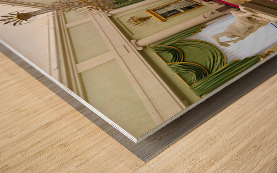 Visitors explore Palatine Gallery in Palazzo Pitti in Florence Wood print