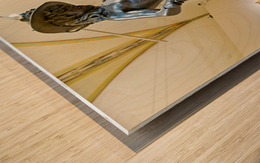 Bronze David stands in Museo Nazionale del Bargello in Florence Wood print