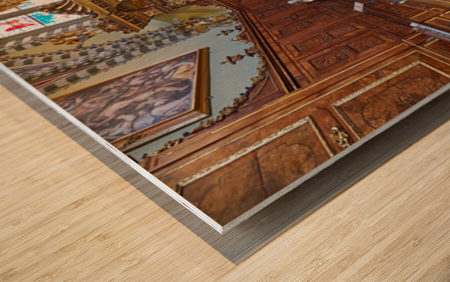 Visitors explore the interior of Santa Maria Novella in Tuscany Wood print