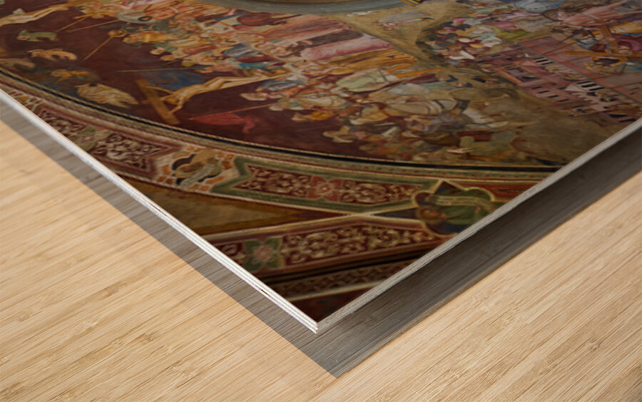 Santa Maria Novella church interior with historical art in Flore Wood print