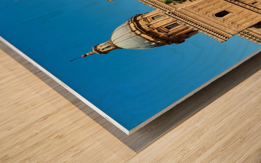 Palermo Cathedral in Sicily with clear blue sky and visitors Wood print