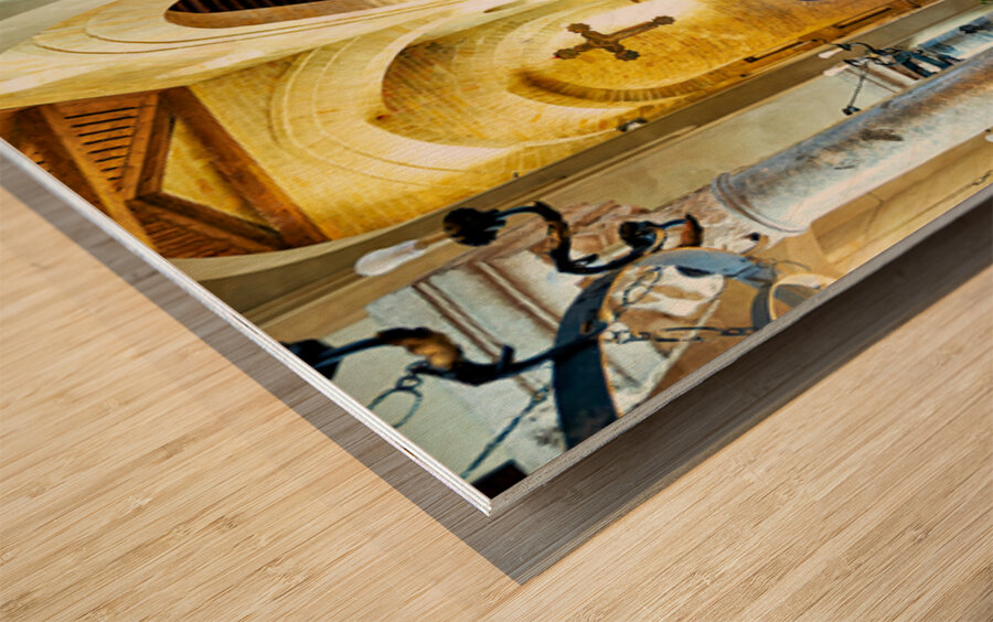 Exploring the interior of La Magione church in Palermo Sicily  Wood print