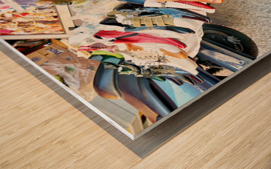 Footwear display at Ballaro street market in Palermo Sicily Wood print
