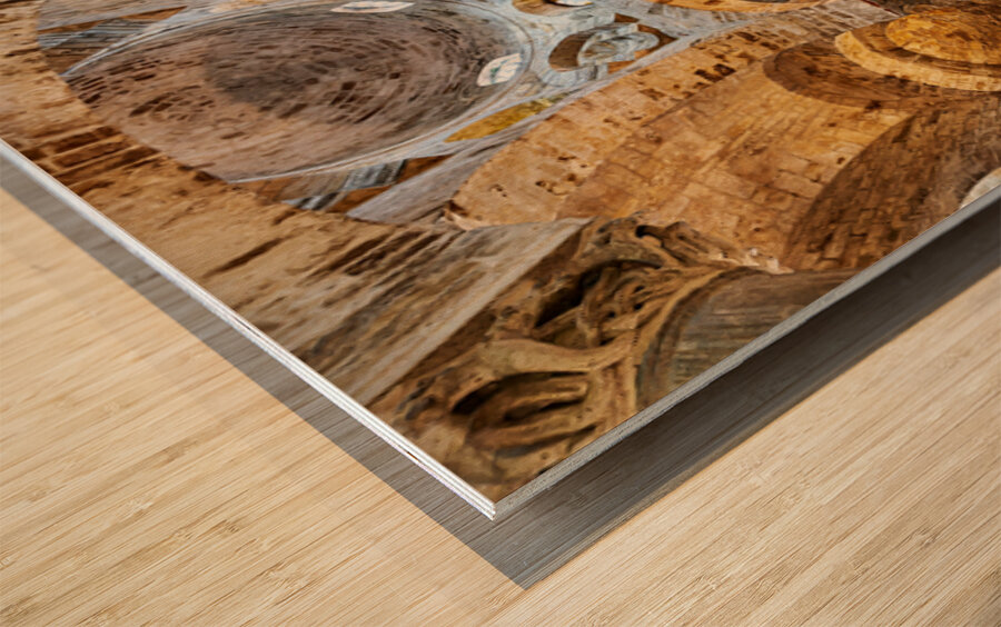 Interior view of Cappella di San Cataldo in Palermo Sicily Wood print