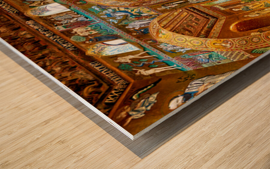 Cappella Palatina in Palermo shows detailed frescoes and archite Wood print