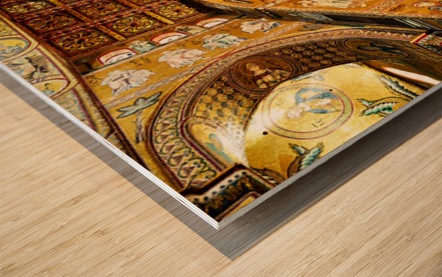 Mosaic details of Duomo di Monreale in Palermo Sicily Italy Wood print