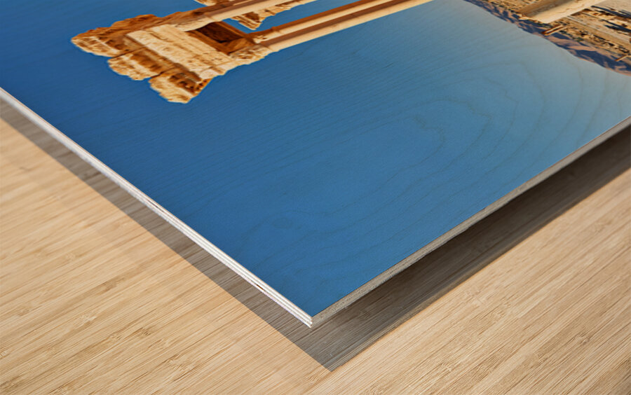 Exploring the Tetrapylon at Palmyra in Syria during the day Wood print