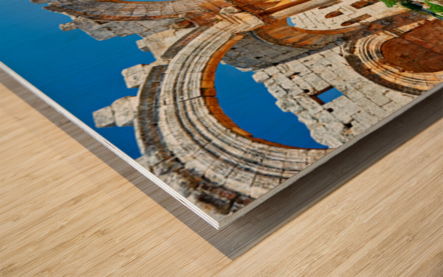 Ruins of Saint Simeon Stylites Church in Syria under a clear sky Wood print