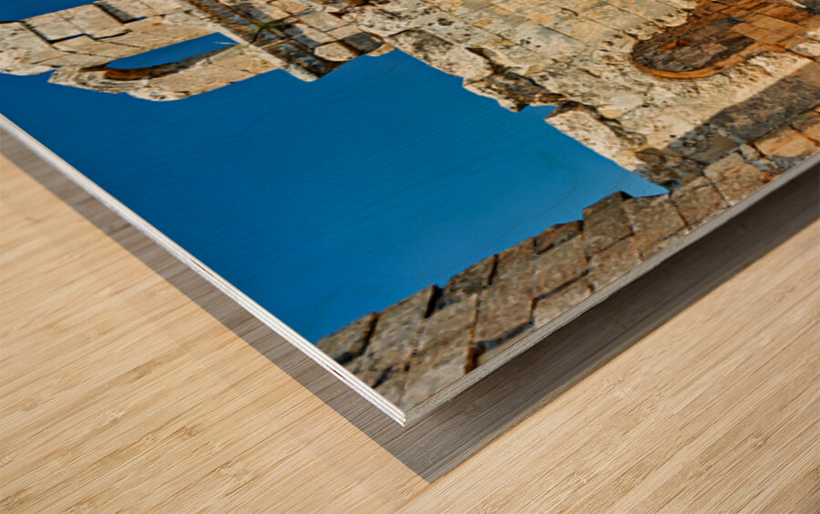 Church of Saint Simeon Stylites in Syria shows ancient stone rui Wood print