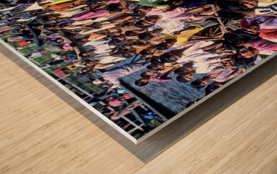 People gather on boats during the Inle Lake Festival in Myanmar Wood print