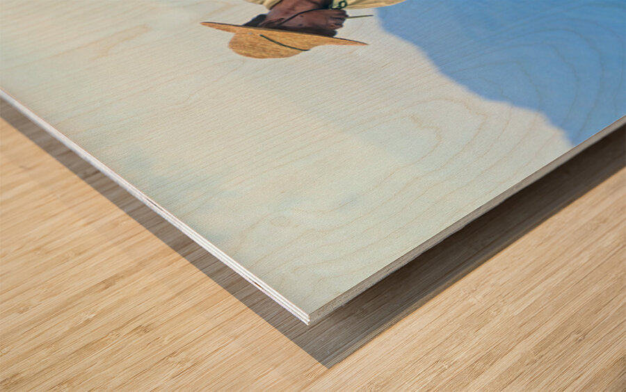 Fishing on Inle Lake in Myanmar with bamboo tools Wood print