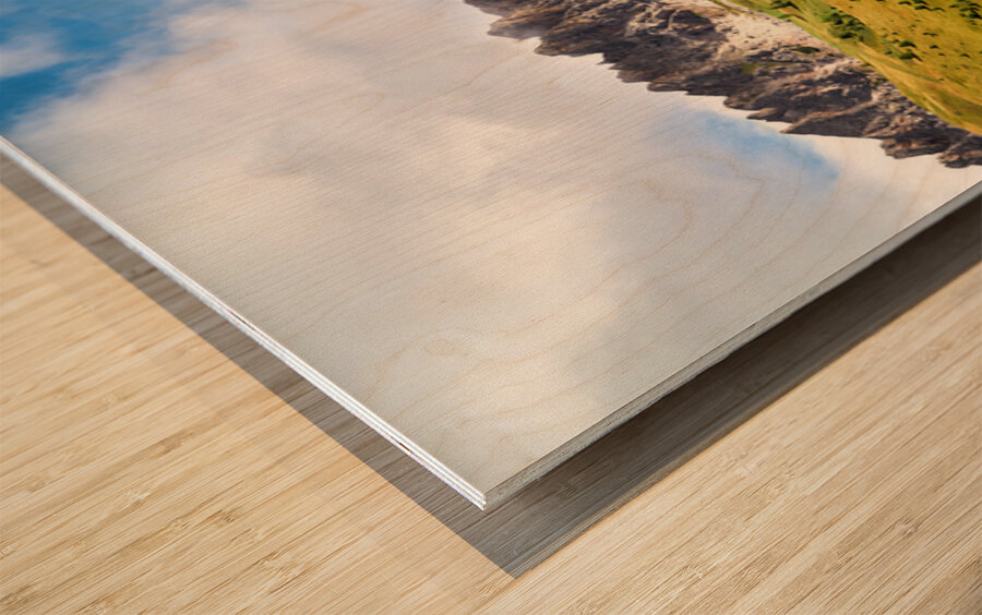 Hiking in puez odle natural park in val gardena italy Wood print