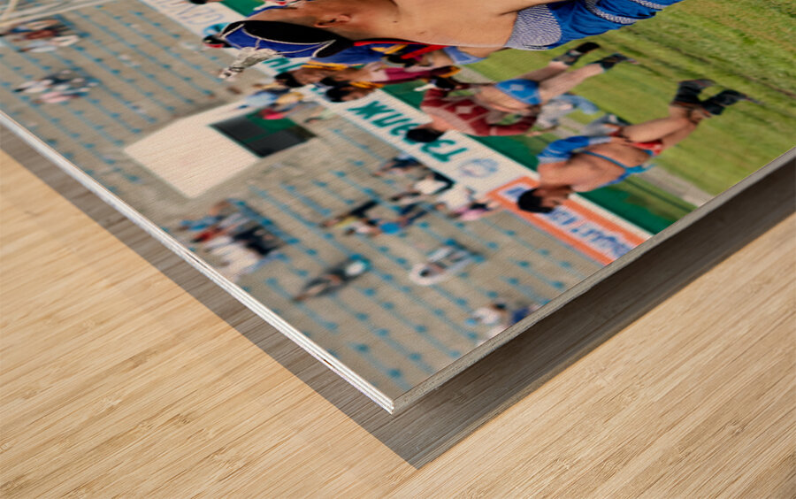 Wrestling at Naadam festival in Ulaanbaatar Mongolia Wood print