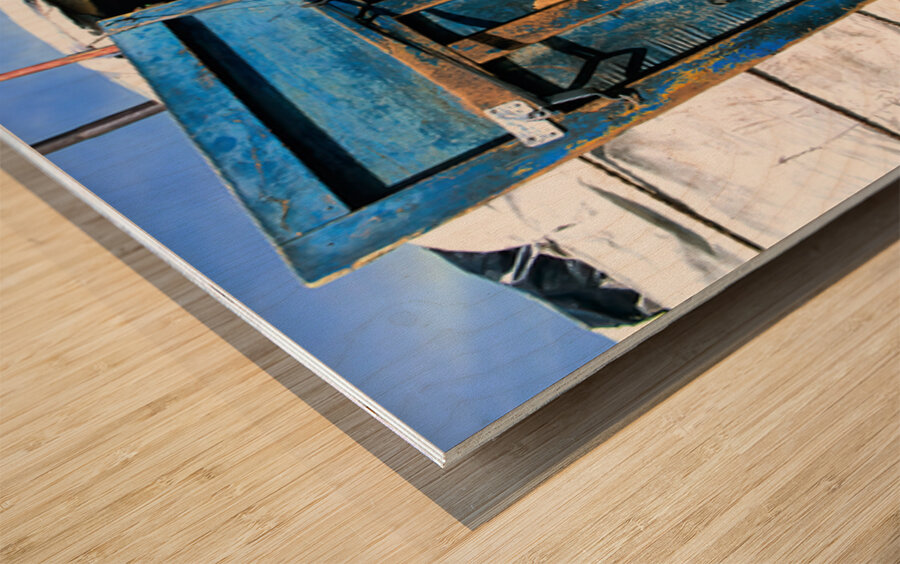 Ger tent in Mongolia with child and elder outside Wood print