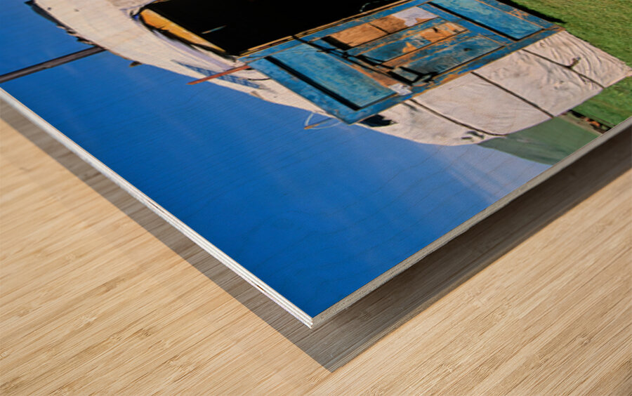 Mongolian ger in the countryside with people and daily activitie Wood print