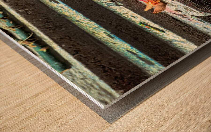 Cremation ceremony in Pashupatinath Kathmandu Nepal Wood print