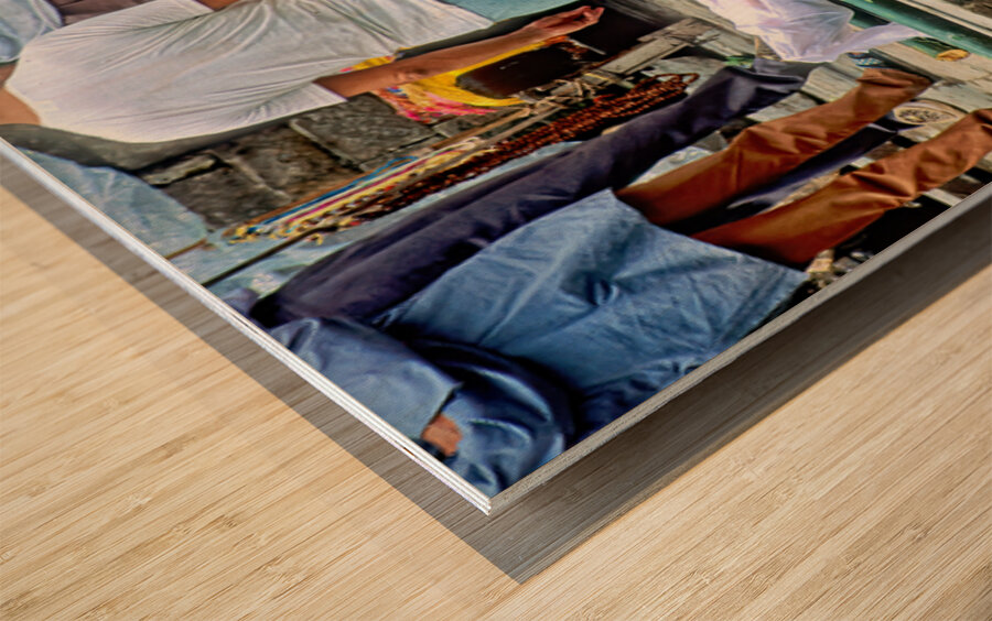 Cremation ceremony at Pashupatinath Temple in Kathmandu Nepal Wood print