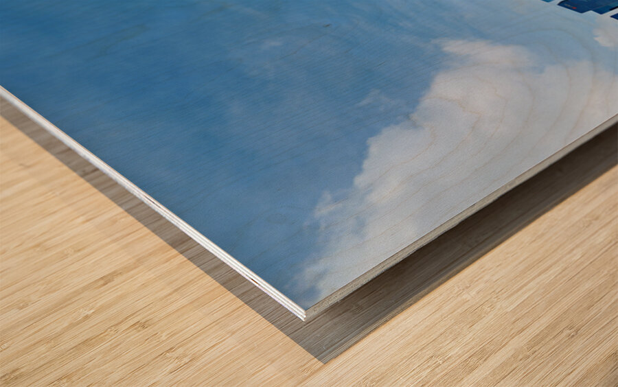 People walk near bridge in Singapore financial district by lush  Wood print