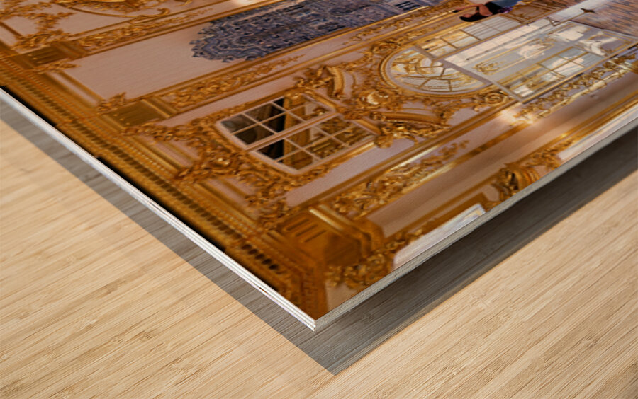 Visitors explore Catherine Palace in Saint Petersburg Russia Wood print