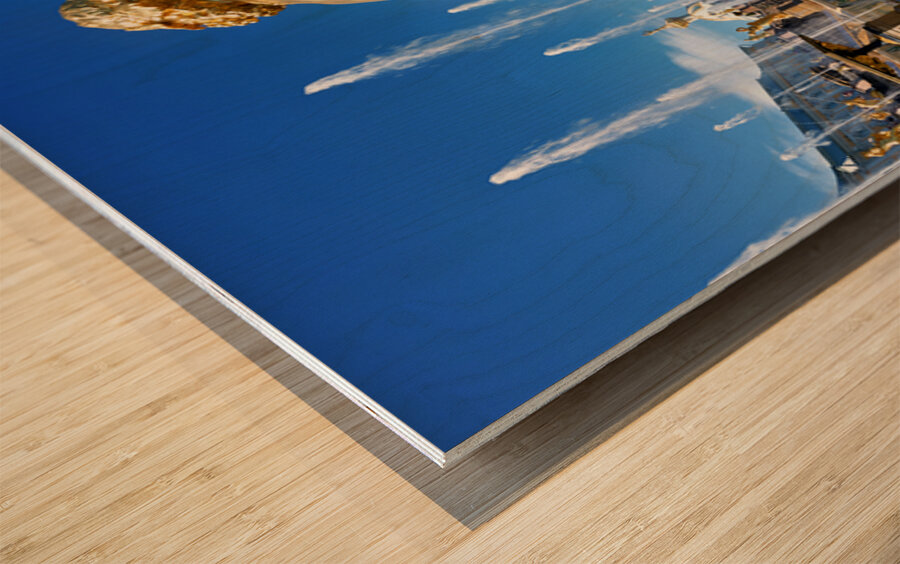 Golden statues at Peterhof Palace in Saint Petersburg Wood print