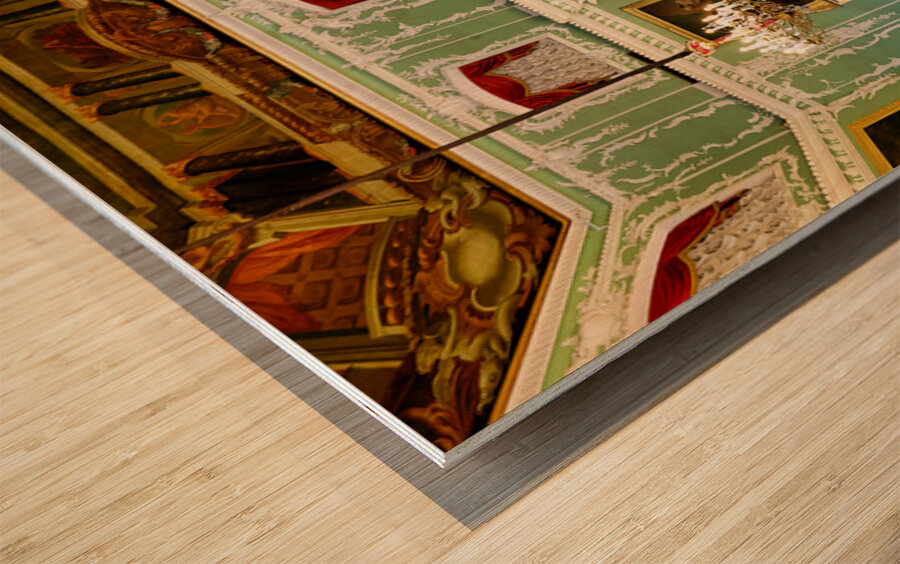 Visitors exploring Stroganov Palace in Saint Petersburg Wood print