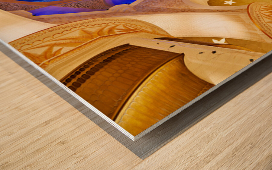 Exploring the interior design of Sheikh Zayed Grand Mosque Wood print