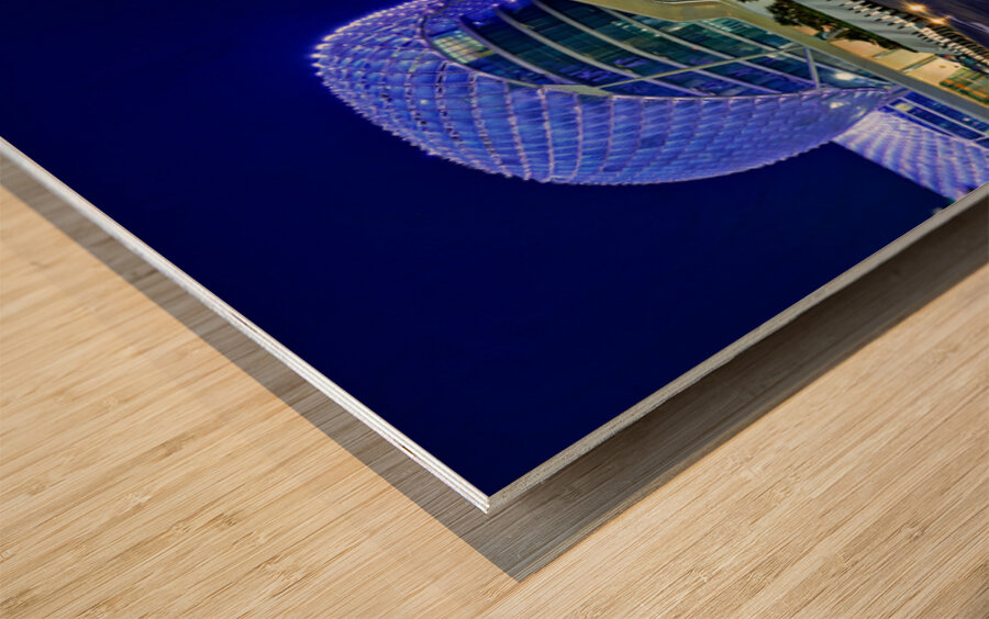 Explore W Abu Dhabi Yas Island at night in Abu Dhabi Wood print