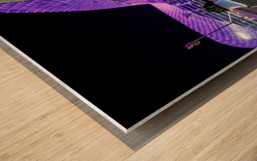 W Abu Dhabi Yas Island hotel entrance at night Wood print