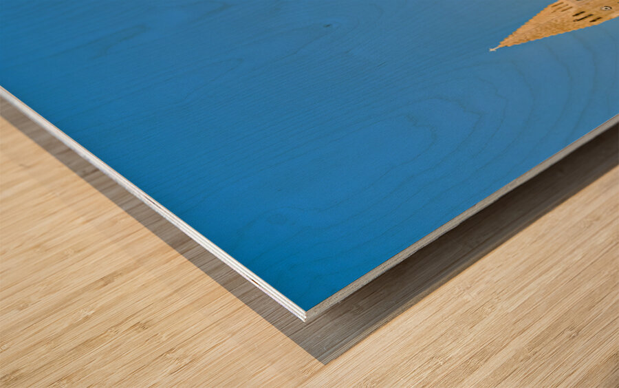 Lutheran free church by lake Tjornin and Halgrimskirkja Wood print