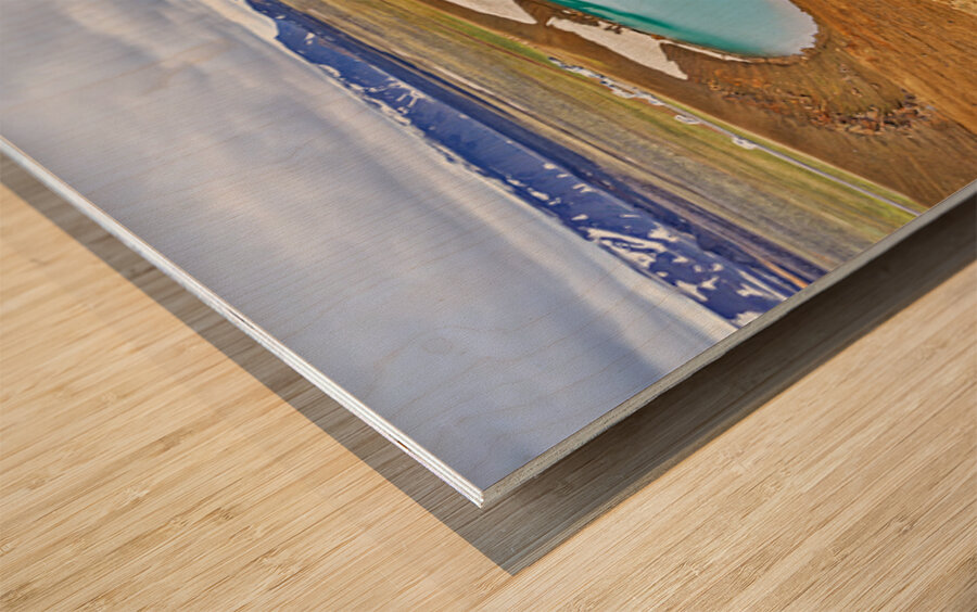 Krafla volcanic area with geothermal lake in Iceland Wood print