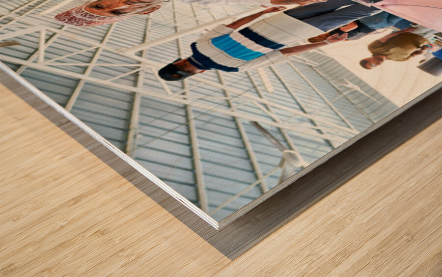 Muscat Oman fish market shows daily life of fishermen and buyers Wood print