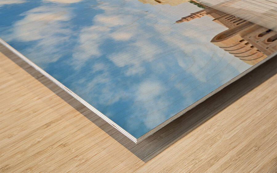 Visit Sultan Qaboos Grand Mosque in Muscat Oman during the day Wood print