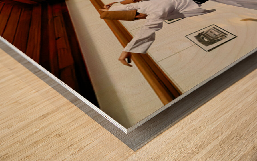 Whirling dervishes perform in Istanbul during sufi ceremony Wood print