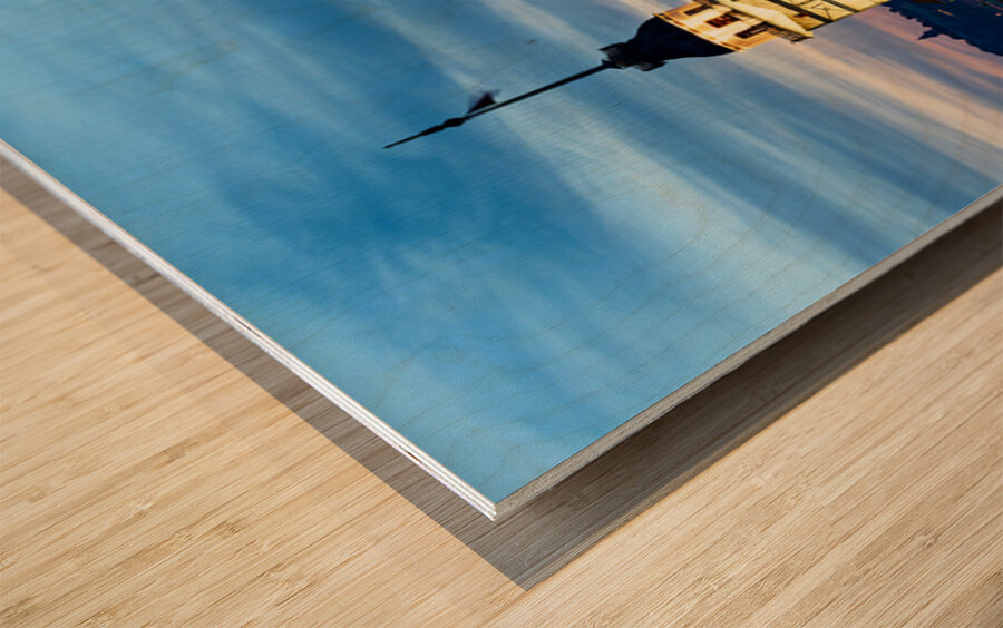 View of Maidens Tower on Bosphorus at sunset in Istanbul Wood print