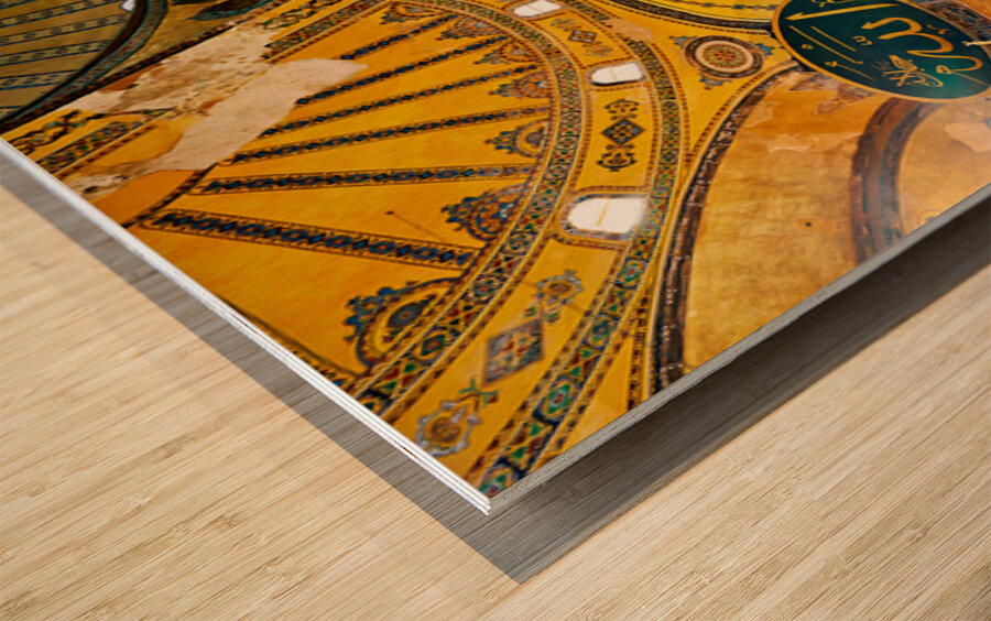 Visitors explore Hagia Sophia Grand Mosque in Istanbul Wood print